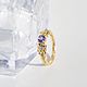 Кольцо Фиалка с танзанитом и бриллиантами, желтое золото 585. Кольца. Organic Jewelry. Серебро и золото. Ярмарка Мастеров.  Фото №4