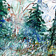 Акварель "Утро в еловом лесу весной". Картины. Анна Аникина Арт. Ярмарка Мастеров.  Фото №5