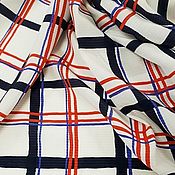 Материалы для творчества handmade. Livemaster - original item Fabric: Checkered Silk white, Blue, Red. Handmade.
