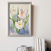 Картины и панно handmade. Livemaster - original item Pictures: Spring Flowers Oil Painting Snowdrops. Handmade.