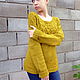 Order Knitted sweater for women, pullover with embossed pattern of merino yellow. Lace Shawl by Olga. Livemaster. . Sweaters Фото №3