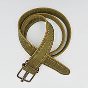 Аксессуары handmade. Livemaster - original item Olive leather belt with copper buckle. Handmade.