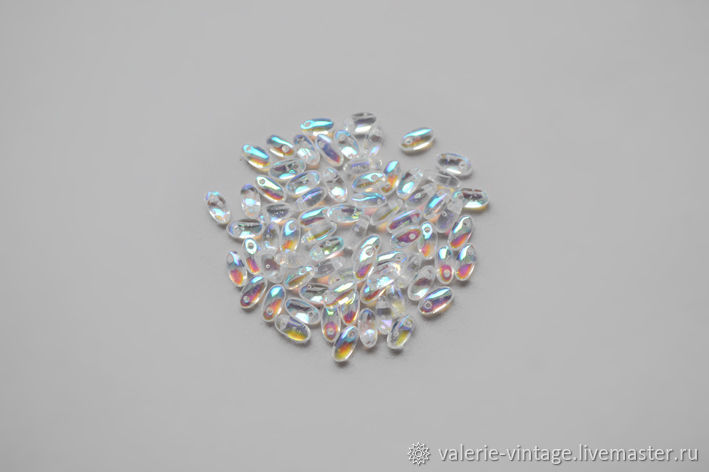 Rizo beads 2,5x6 mm. Czech Republic. Crystal AB. 5 gr, Beads1, Moscow,  Фото №1