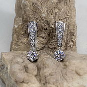 Украшения handmade. Livemaster - original item Evening earrings with white gold diamonds 