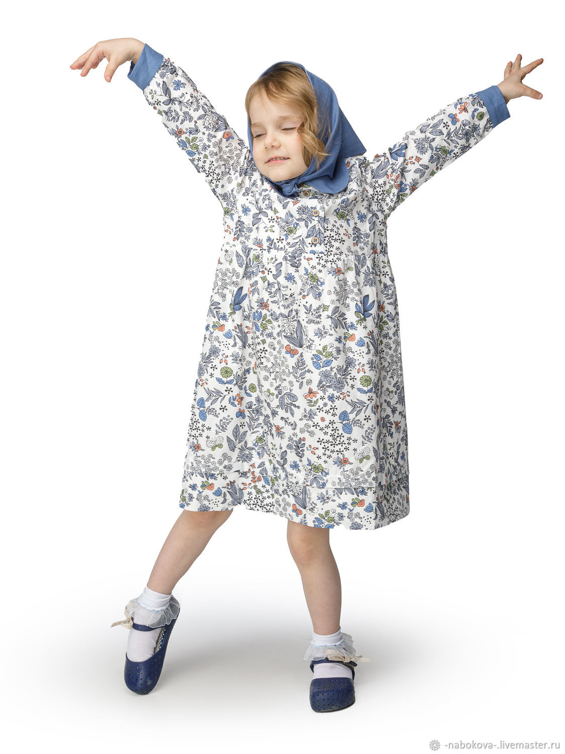Хлопковое платье для девочки с длинным рукавом, Платье, Москва,  Фото №1