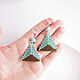 Turquoise Triangular Beaded Earrings. Earrings. Handmade by Svetlana Sin. Online shopping on My Livemaster.  Фото №2