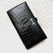 Сумки и аксессуары handmade. Livemaster - original item Vertical wallet, made of genuine crocodile leather, black color.. Handmade.
