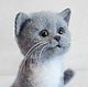Gray kitten of the British breed Bartik. The toy is made of wool, Felted Toy, Zeya,  Фото №1