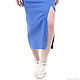 Skirt linen blue with a slit. Skirts. LINEN & SILVER ( LEN i SEREBRO ). Ярмарка Мастеров.  Фото №4