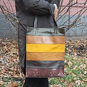 Сумки и аксессуары handmade. Livemaster - original item Leather and suede bag large rectangular rainbow autumn. Handmade.