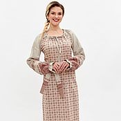Русский стиль handmade. Livemaster - original item Dress linen Bereginya on unbleached linen. Handmade.