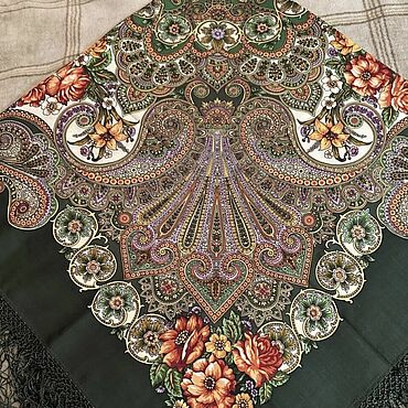 Платок павловопосадский Василиса. . Аксессуары ручной работы - Ярмарка Мастеров Аксессуары ручной работы. Ярмарка Мастеров - ручная работа Платок павловопосадский Василиса. Handmade.