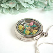 Украшения handmade. Livemaster - original item Transparent Pendant Flowers Forest Pendant in Silver Living Memory Locket. Handmade.