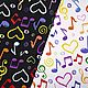 Весёлые нотки на чёрном,ткнь с нотами,ноты,цветные ноты,нотки. Ткани. SARTORIA. Интернет-магазин Ярмарка Мастеров.  Фото №2