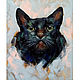 Картина маслом Черный кот Портрет животных, Картины, Санкт-Петербург,  Фото №1