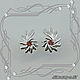 Earrings - ear-stud 'Comma - fan' 925 sterling silver, natural garnets, Earrings, St. Petersburg,  Фото №1