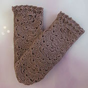 Аксессуары handmade. Livemaster - original item Knitted brown mittens.. Handmade.