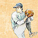 Baseball Set of 4 Posters Baseball Player Retro Sports. Pictures. KapustinaArt. Online shopping on My Livemaster.  Фото №2