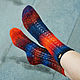 Носочки Crazy socks сине-оранжевые. Носки. Наталья Петрина (natasha-petrina). Интернет-магазин Ярмарка Мастеров.  Фото №2