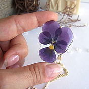 Украшения handmade. Livemaster - original item Pendant with A Real Flower Pansies Viola Bright Purple. Handmade.