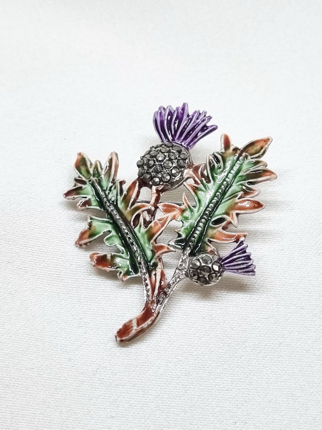 Винтаж: Брошь «Чертополох», эмаль, марказиты в интернет-магазине ...