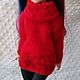 Вязаный красный свитер для кукол бжд bjd Minifee. Одежда для кукол. FAIRY MINIFEE CLOTHES. Ярмарка Мастеров.  Фото №6