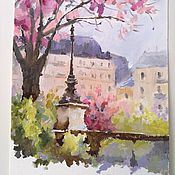 Картины и панно handmade. Livemaster - original item Pictures: Painting Spring City Oil (Pink green Paris). Handmade.