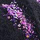 Митенки черные вязаные с вышивкой фиолетовый фуксия бисер пайетки. Митенки. ~Elena Yu~ (elena-yudina-master). Ярмарка Мастеров.  Фото №6