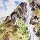 Mountains. Painting watercolor. green, blue, Pictures, Ekaterinburg,  Фото №1