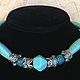 Beads of turquoise and crystals, Necklace, Riga,  Фото №1