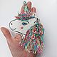 Spring unicorn, author's hand embroidery. Brooches. Textile art ruM aniraM. Online shopping on My Livemaster.  Фото №2