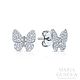 Серьги пусеты Two Butterfly серебро 925 пробы в инкрустации фианитов, Серьги-пусеты, Москва,  Фото №1