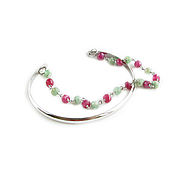 Украшения handmade. Livemaster - original item Silver bracelet with rubies and amazonites, chain bracelet. Handmade.