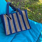 Сумки и аксессуары handmade. Livemaster - original item Beach bag (striped) made of raffia. Handmade.