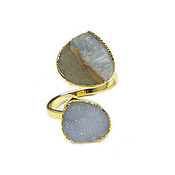 Украшения handmade. Livemaster - original item Quartz ring, mother of pearl ring, white ring with two stones. Handmade.
