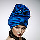 Order Royal Blu silk organza turban with a bead Pearl. TURBAN SVS. Livemaster. . Turban Фото №3