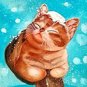 Картины и панно handmade. Livemaster - original item Oil painting cat funny cat. Handmade.