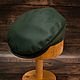 Кепка Flat cap плоская. Реглан из зелёной эко кожи на осень М24-38. Кепки. MoroshkaHats Головные уборы. Интернет-магазин Ярмарка Мастеров.  Фото №2