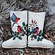 Designer boots ' bullfinches on spruce', Felt boots, Novocheboksarsk,  Фото №1