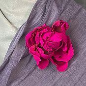 Украшения handmade. Livemaster - original item Fuchsia rose choker brooch made of natural silk. Handmade.