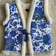 The vest is made of sheepskin 'Gzhel', Childrens vest, Moscow,  Фото №1