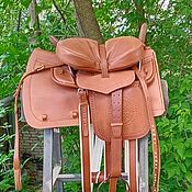 Зоотовары handmade. Livemaster - original item Set of Horse Cossack saddle in brown color. Handmade.