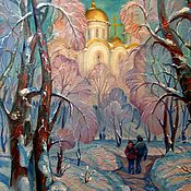 Картина акварелью "Зимовье"