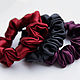 Set of 3 silk hair bands100% Burgundy silk, plum, charcoal, Scrunchy, St. Petersburg,  Фото №1