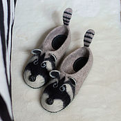 Обувь ручной работы handmade. Livemaster - original item Felted Female Raccoon Slippers. Handmade.