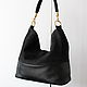 Stylish Hobo bag made of genuine black leather and suede. Classic Bag. Olga'SLuxuryCreation. Online shopping on My Livemaster.  Фото №2