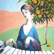 Открытки handmade. Livemaster - original item Piano and tangerine tree. Sicily. POSTCARD. Handmade.