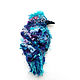 Brooch-pin: Blue bird with an oversized hand-made embroidery, Brooches, Tver,  Фото №1