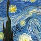 Галстук  Ван Гог  - Звездная ночь. Tie  Van Gogh Starry Night. Роспись. Галстуки. Елена Вальян. Ярмарка Мастеров.  Фото №6