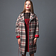 Coat oversized `RED` in the cell from AMODAYиз wool coat cocoon 44-48 coat jacket
